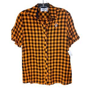 Oklahoma State OSU Emerson Street Button Shirt Womens S Plaid College Sports NWT